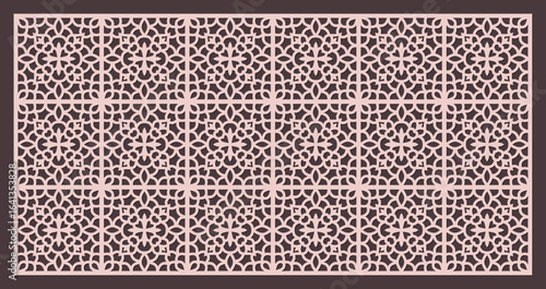 Seamless geometric pattern for laser cutting or cnc routing, intricate arabesque design for decorative panel or screen vector