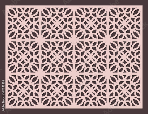 Seamless geometric pattern for laser cutting or cnc routing, intricate arabesque lattice design for screen or panel vector