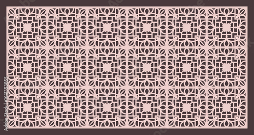 Seamless geometric pattern for laser cutting or cnc routing, intricate arabesque lattice design for screen vector