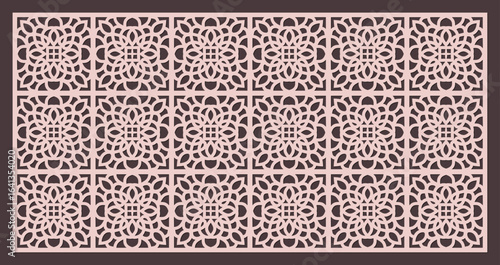 Seamless geometric pattern for laser cutting or cnc routing, intricate arabesque tile design for panel vector