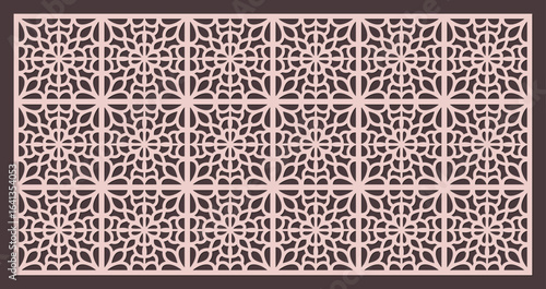 Seamless geometric pattern for laser cutting or cnc routing, intricate floral lattice design for screen or panel vector