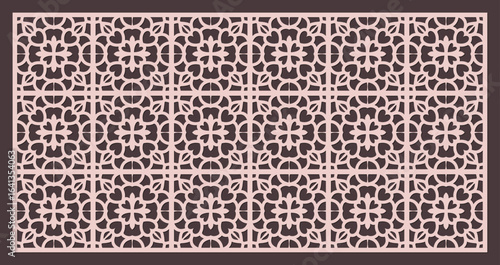 Seamless geometric pattern for laser cutting or cnc routing, intricate arabesque lattice design for screen or panel vector