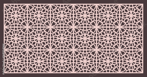 Seamless geometric pattern for laser cutting or cnc routing, intricate arabesque lattice design for screen or panel vector