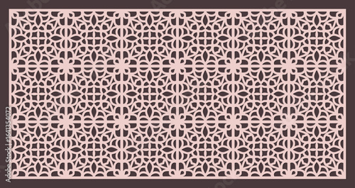 Decorative laser cut pattern panel with intricate geometric arabesque design for screen or fence vector