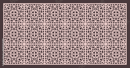 Seamless geometric pattern for laser cutting or cnc routing, intricate arabesque design for screen or panel vector