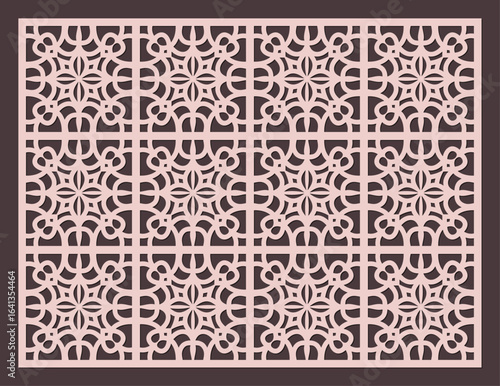 Seamless repeating geometric pattern for laser cutting or cnc routing, intricate arabesque lattice design for screen vector