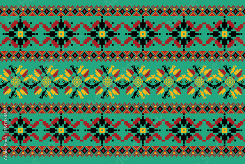 Traditional Ethnic Pixel Art Patterns Seamless pattern 