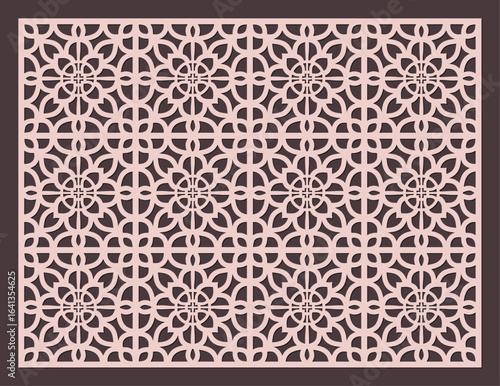 Seamless geometric pattern for laser cutting or cnc routing, intricate arabesque lattice design for decorative panel vector