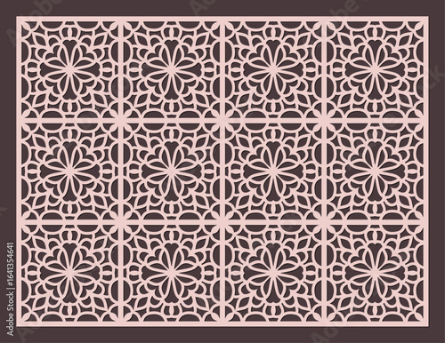 Seamless geometric pattern for laser cutting or cnc routing with intricate floral motif and decorative screen design vector