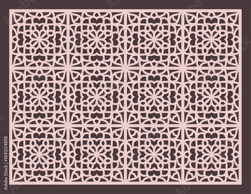 Intricate geometric pattern with floral motifs, a decorative panel for laser cutting or cnc vector