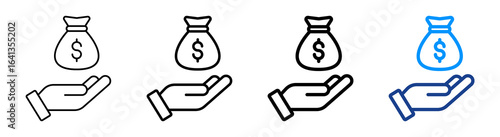 Cost Icon Multiple Outline Collection Set