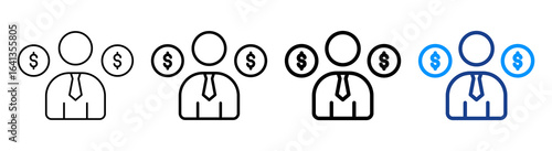 Broker Icon Multiple Outline Collection Set
