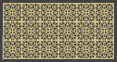 Intricate geometric pattern with floral motifs, a decorative lasercut screen design vector
