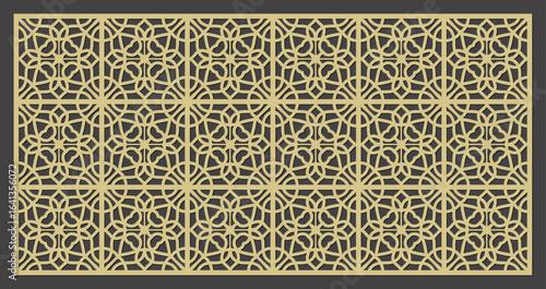 Geometric laser cut panel with intricate repeating pattern, ornamental design, suitable for screens vector