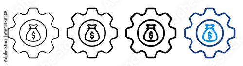 Money Management Icon Multiple Outline Collection Set