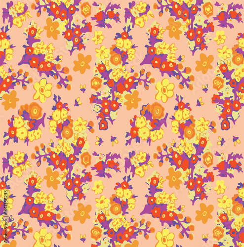 Big flowers pattern, upscale floral pattern. graphical textures floral, trendy colors pattern , flowers background with leaves. vector illustration.