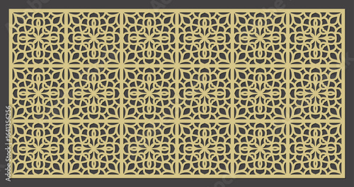 Intricate geometric pattern with floral motifs, a decorative lasercut screen or panel design vector