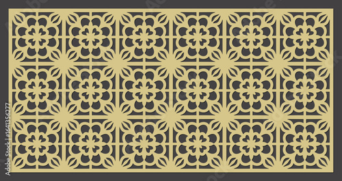 Decorative geometric pattern with floral motifs, a classic lattice design for architectural elements vector
