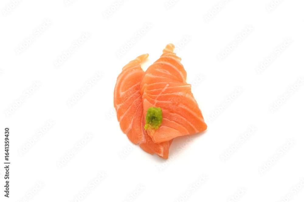 Sashimi made from salmon on a white background. Japanese style food. Sashimi made from salmon on a white background. Japanese style food.