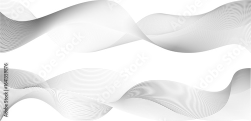 Abstract sine line waves. Wind air flow pattern undulate curves. Science tech swirls with thin twisted connected vibration simple grid. Vector or png certificate background