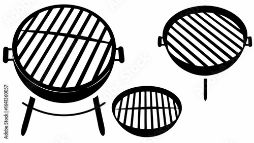 Three black and white grills with varying sizes and orientations on a white background vector image silhouette