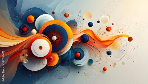 Vibrant Abstract composition: A dynamic and visually captivating abstract artwork, filled with swirling, colorful shapes and forms, representing an artistic expression
