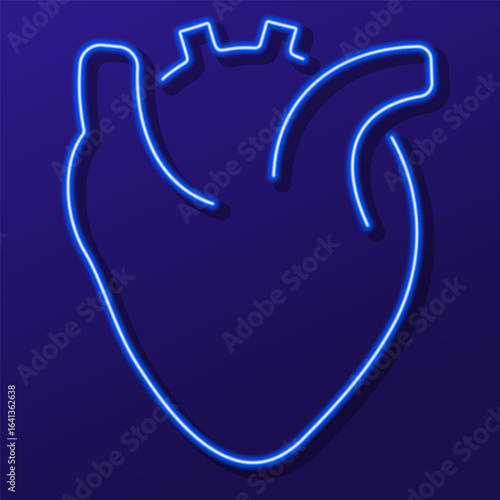heart organ neon sign, colorful modern design trends on black background. Vector illustration.
