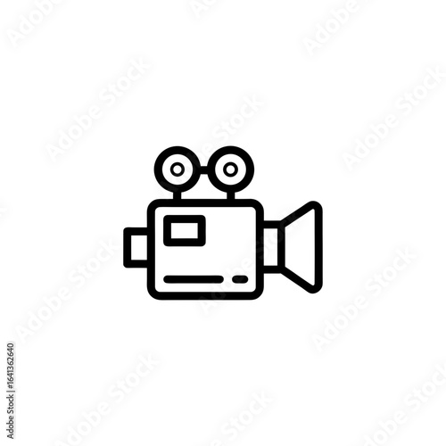 Vector art of vintage film camera icon isolated on white background