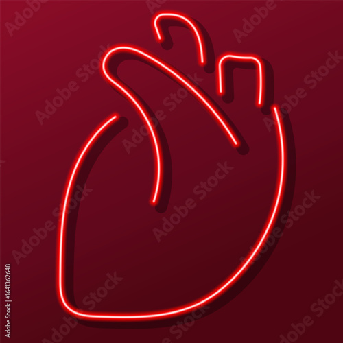 heart organ neon sign, colorful modern design trends on black background. Vector illustration.