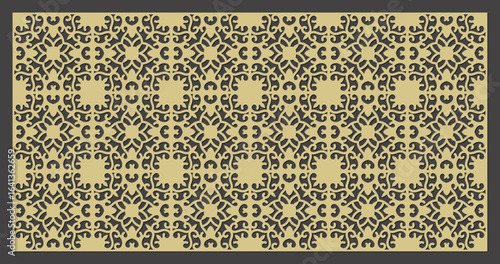 Seamless abstract geometric pattern for laser cutting or cnc routing, dark gray on beige vector