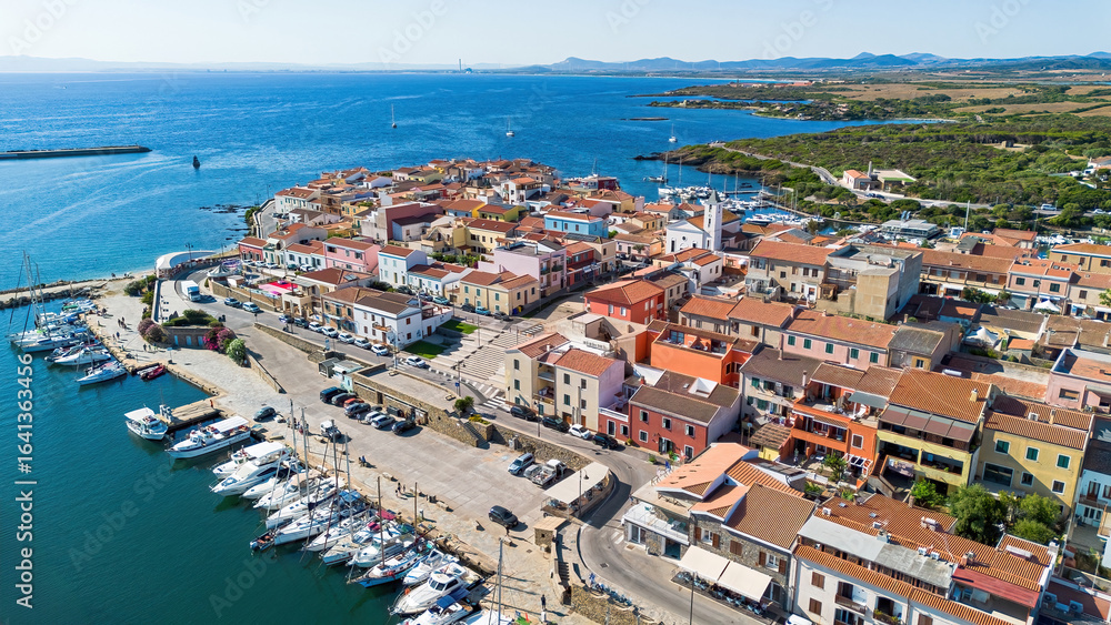 Aerial view of Stintino, a fishing village located in the north of Sardinia, an Italian island in the Mediterranean Sea Aerial view of Stintino, a fishing village located in the north of Sardinia, an Italian island in the Mediterranean Sea