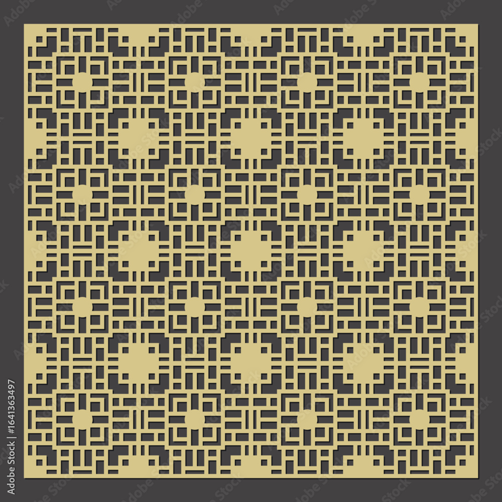 Fototapeta premium Seamless geometric pattern for laser cutting or cnc routing, art deco style vector