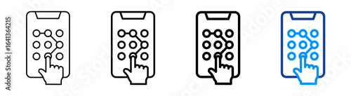 Pattern Lock Icon Multiple Outline Collection Set