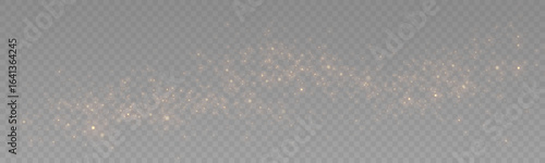 Golden Sparkles and Shining Dust . Christmas Light Effect with Glowing Stars, Magical Spark Particles, Glitter Confetti Overlay on Transparent Background for Festive Vector Design