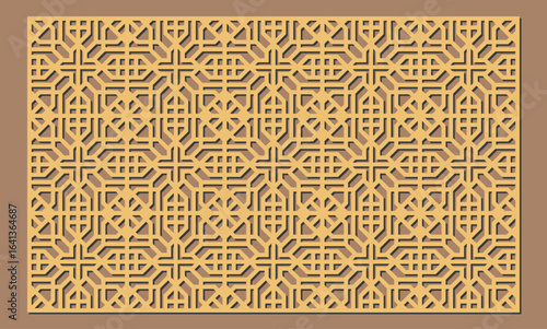 Seamless geometric pattern for laser cutting or cnc routing with intricate interlocking square and octagon shape design vector