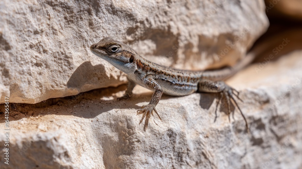 Naklejka premium Lizard on light colored rock