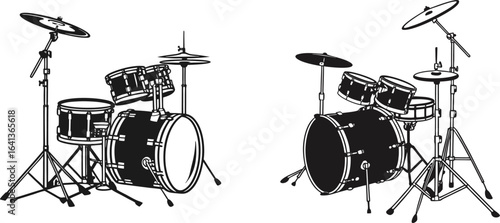  Drum Set Musical Instrument Vector Illustration