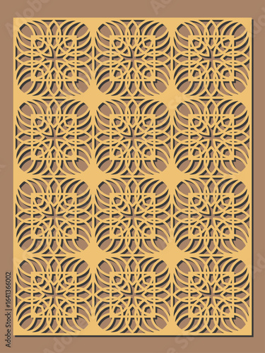 Seamless geometric pattern for laser cutting or cnc routing with intricate interlocking square motif vector