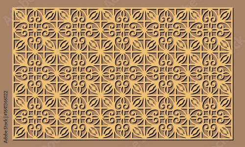 Seamless geometric pattern for laser cutting or cnc routing, intricate decorative panel design with arabesque motif vector