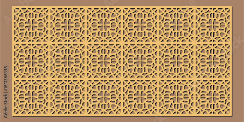 Seamless geometric pattern for laser cutting, cnc routing, or 3d printing, featuring intricate arabesque design vector