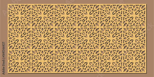 Seamless geometric pattern for laser cutting or cnc routing, intricate arabesque design for screen or panel vector