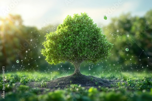 Green Future Tech Tree Network Nature Connectivity Growth Innovation on transparent background