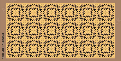 Decorative laser cut panel pattern with intricate abstract geometric mosaic design for screen or partition vector
