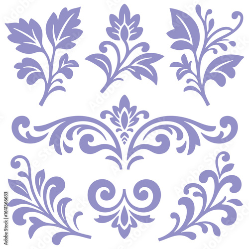 Elegant Lavender Floral Design Elements for Decoration