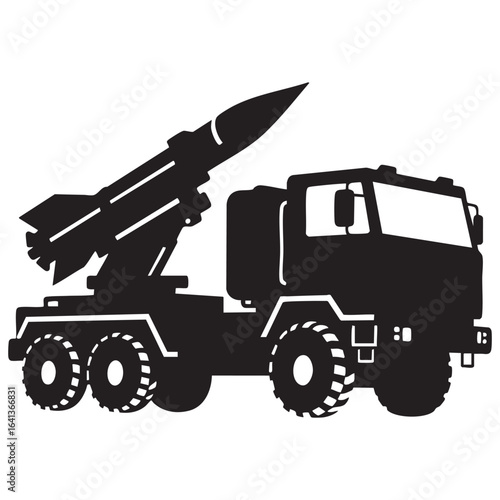 Military Missile Launcher Truck Silhouette Graphic