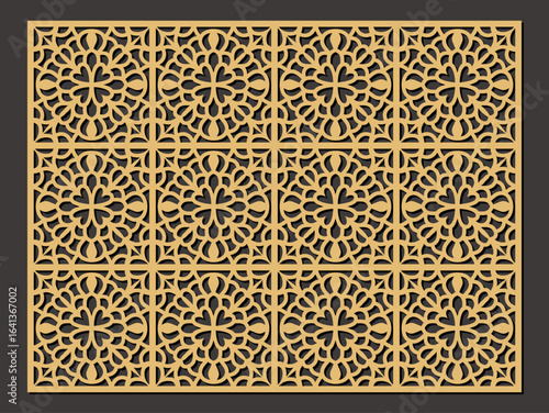 Abstract Geometric Grating Pattern for Laser Cutting and CNC Engraving