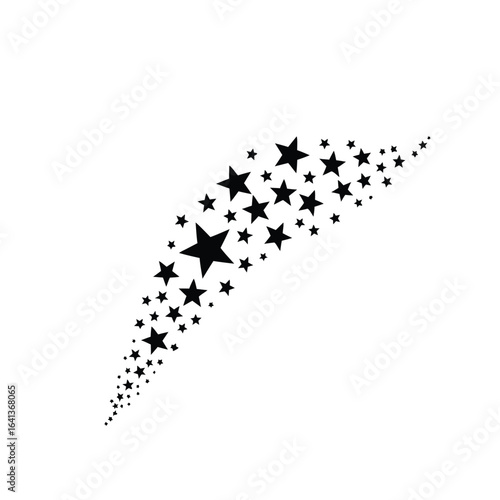 Black stars in a curved trail on white background vector
