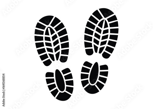 Pair of running shoe prints silhouette black vector white background