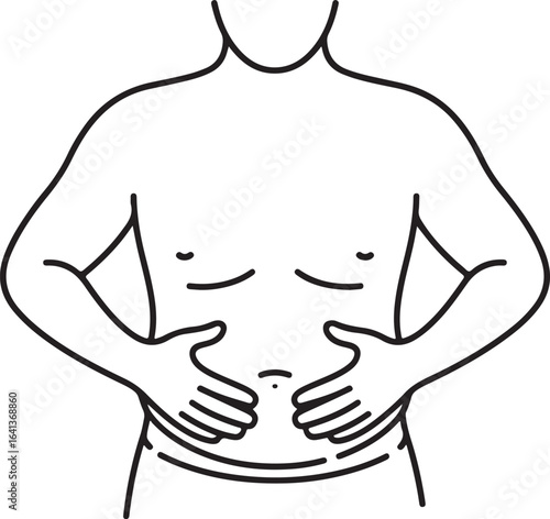 Person holding abdomen with hands pain