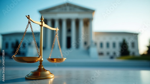 A Beautiful Set of Fairness Scales of Justice with Elegant Golden Accents Representing Balance